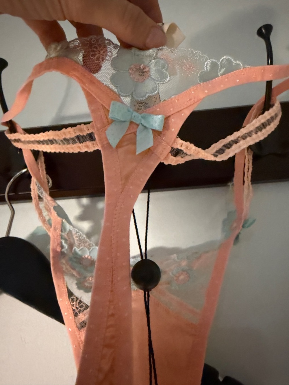 For Love and Lemons Delicate Peach & Blue Floral Lace Lingerie Set - Picture 10 of 10